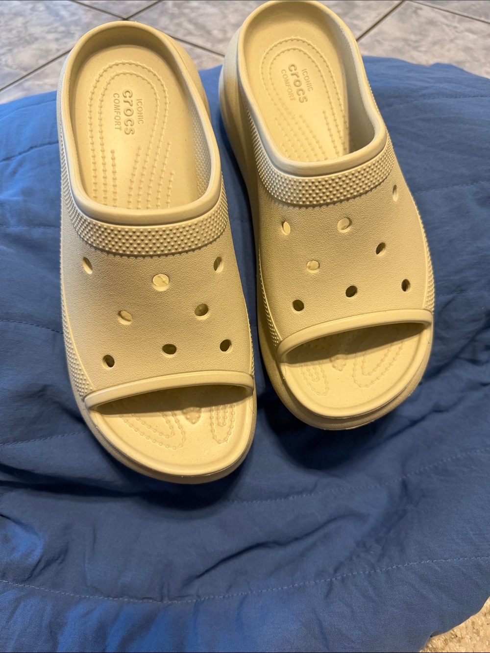 CROCS Slide Sandals in cream color